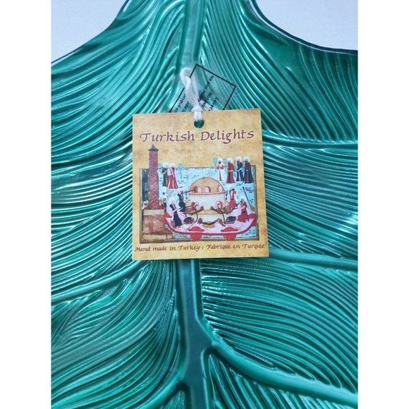 🎋 SALE 🎋Leaf Turquoise Glass Tray,Hand Made, Turkish Delights. Made in Turkey. - Picture 6 of 6